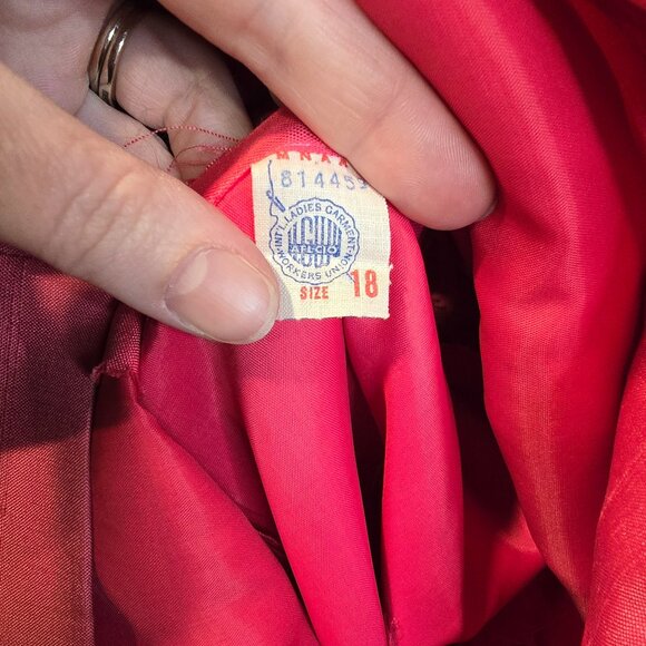 Vintage 40's-50's Paul Sachs Original Dress Pink Size 18 Matching Belt - Picture 7 of 16